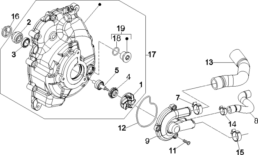 Waterpomp Vespa GTS 250 ie 2005-2016 (zonder ABS)