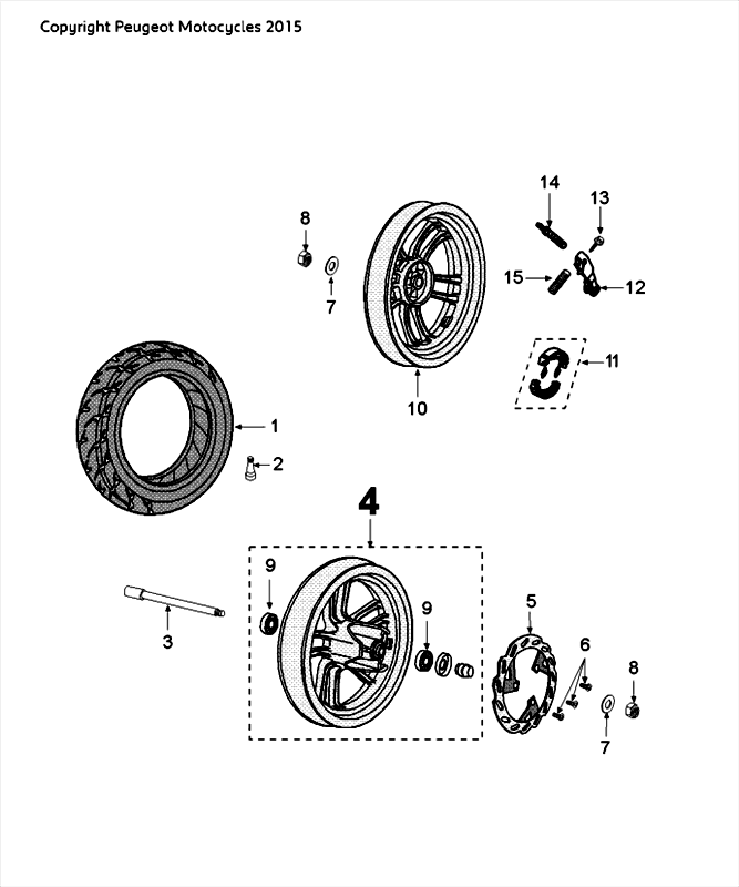 Voorwiel - Achterwiel Peugeot Speedfight 4 50 2-takt LC wit