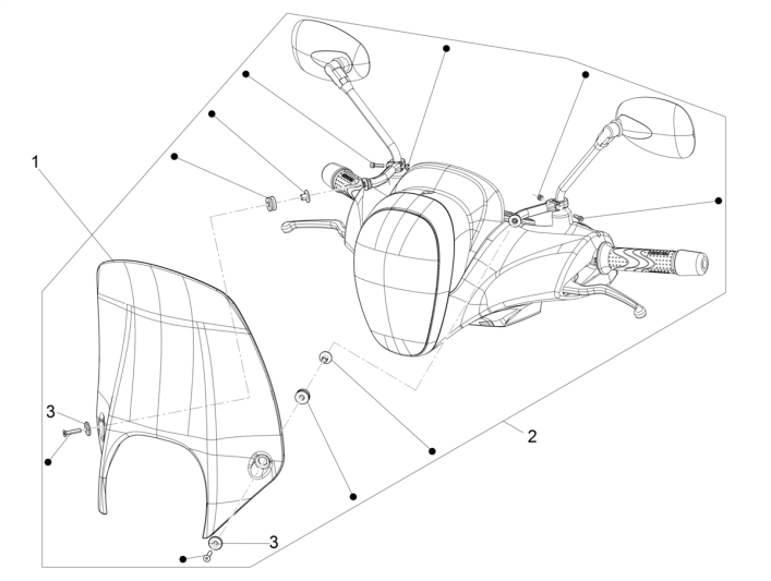 Windscherm Piaggio Beverly 350 Sport Touring Euro 3 2013-2014