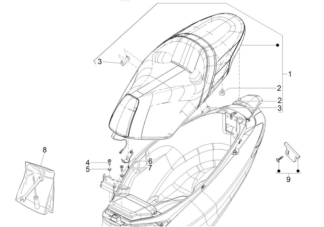 Zadel Piaggio MP3 300 HPE / 300 HPE Sport ABS Euro 5 2020-2022