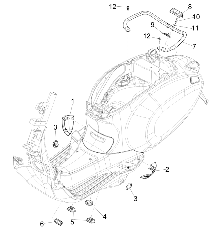 Zijskirts Vespa Sprint 4-takt 3V (euro4 injectie IGET) White fushion 544