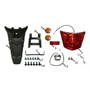 Achterspatbord-Achterlicht China Touring blauw