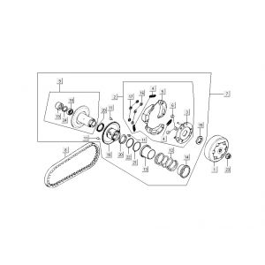 Koppeling - V-snaar Kymco DJ 2-takt Zilver