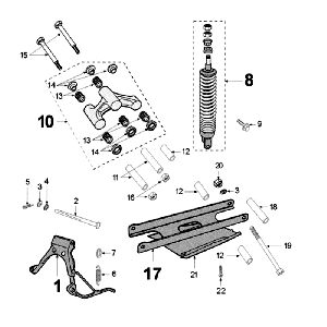 Schokbreker - Middenstandaard Peugeot Jet Force 50 2-takt LC Injectie Rood
