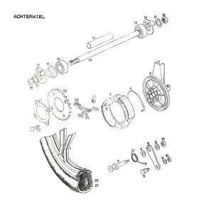 Achterwiel - Remschijf - Achtertandwiel Tomos A35