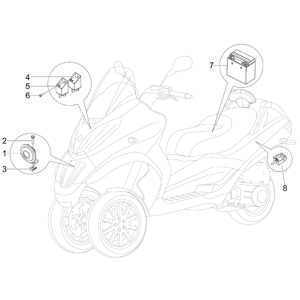 Accu - Claxon - Startrelais Piaggio MP3 300 LT Sport 2009-2014