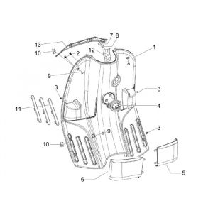 Beenschild Vespa S 50 4-takt 2V 25km/u zwart lucido 94