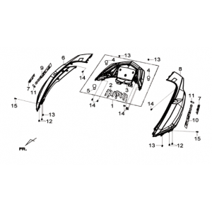 Beplating achterdeel Sym Joymax 300I ABS E3 2014-2016 Gray (GY-517S)