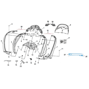 Body cover Sym Mio 50I E5 Slate blue/Grey (GY7547UL/BK001C)
