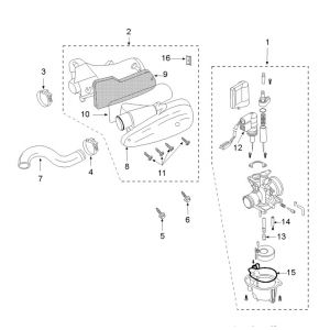 Carburateur- Luchtfilter Peugeot Vivacity 3 2-takt