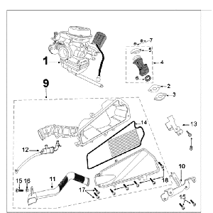 Carburateur Peugeot Ludix 14 zwart