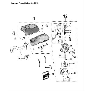 Carburateur Peugeot Speedfight 4 50 2-takt LC zwartgroen
