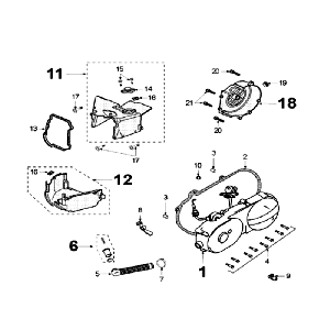 Carterdeksel met pick-up sensor Peugeot V-Clic 50 4-takt AC Zwart