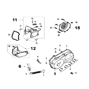 Carterdeksel zonder pick-up sensor Peugeot V-Clic 50 4-takt AC Luchtblauw
