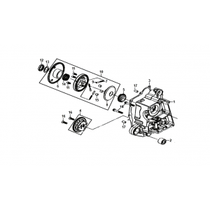 Carterhelft rechts - Oliepomp - Startkoppeling Sym Jet 14