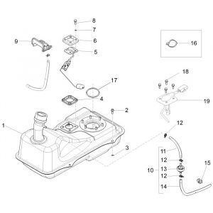 Benzinetank - Tankvlotter - Vacuümkraan Piaggio New Fly 4-takt 4V