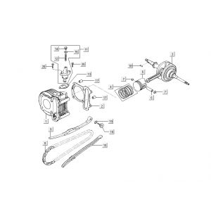 Cilinder - Zuiger - Krukas Kymco Sento 50 4-takt Spring Wit