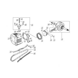 Cilinder - Zuiger - Krukas Kymco People S 50 4-takt Donker grijs