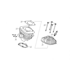 Cilinder - Cilinderkop Kymco Grand Dink 2-takt Zilver