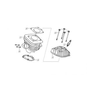Cilinder - Cilinderkop Kymco Super9 50 2-takt AC oud model matzwart zilver