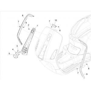 Afdekplaat voorkap - Beenschild sierlijst Vespa Primavera 50 4-takt IGET 3V Euro 5