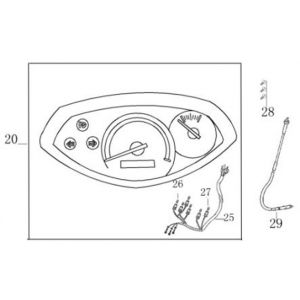 Kilometerteller - Cockpit - Kilometertellerkabel Benzhou YY80T-18 YY50QT(-18) wit