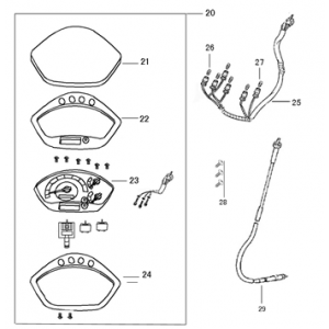 Kilometerteller - Cockpit - Kilometertellerkabel Wangye HT50QT-12 125 matzwart