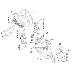 Achterspatbord Piaggio MP3 300 LT Sport 2009-2014 grijs nevelwolk 773/B