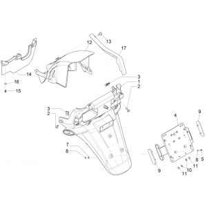 Achterspatbord Piaggio MP3 350 Maxi Sport ABS Euro 4 2018-2020