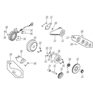 Startmotor - Startkoppeling - Oliepomp Kymco New Downtown 125i ABS