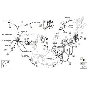 Kabelboom - Accu - Spanningsregelaar - Claxon Aprilia Mojito Custom 50 2-takt (Piaggio motor) 2004-2010