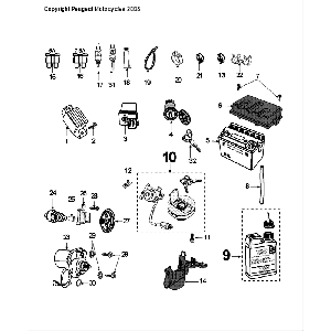 Elektrische delen - Bendix - Startmotor - Accu Peugeot Speedfight 4 50 2-takt LC zwartrood