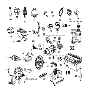 Elektrische delen - Bendix - Startmotor - Accu Peugeot Jet Force 50 2-takt LC Injectie Rood