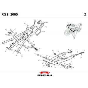 Frame - Achterbrug Rieju Rs1 geel- blauw 2001 2-takt