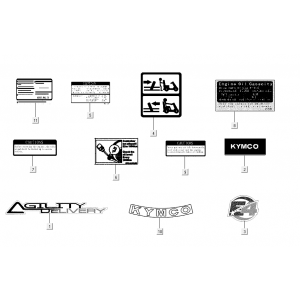 Emblemen - Stickers Kymco Agility Delivery 4-takt Euro 4 wit