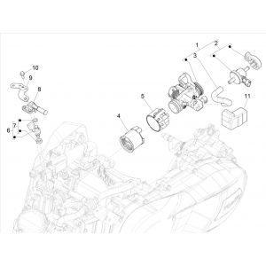 Gasklephuis - Injector - Inlaatspruitstuk Piaggio Medley 125 IE ABS Euro 4 2016-2019