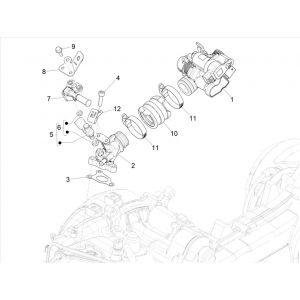 Gasklephuis - Injector - Inlaatspruitstuk Vespa Primavera 50 4-takt IGET 3V Euro 5