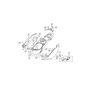 Kappen - Beplating achterzijde Kymco Super9 50 2-takt AC oud model sportblauw