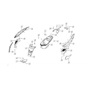 Kappen - Beplating achterzijde Kymco Super8 50 4-takt 2009→ wit