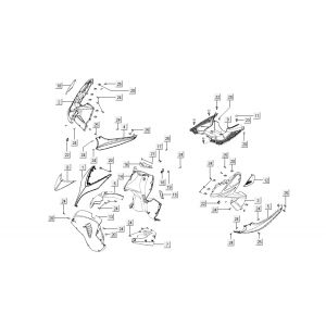 Kappen - Beplating voorzijde en midden Kymco Super8 50 4-takt 2009→ wit