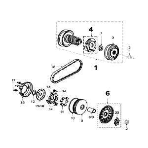 Variateur - Koppeling - V-snaar Peugeot Speedfight 2 50 2-takt AC Zwart