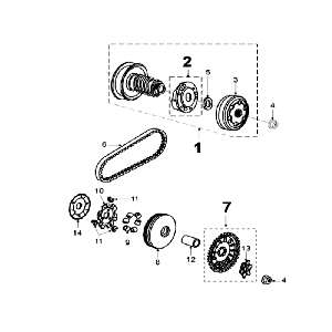 Variateur - Koppeling - V-snaar Peugeot Speedfight 2 50 2-takt LC zilver