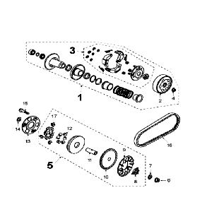 Koppeling - Variateur - V-snaar (type zonder pick up sensor) V-Clic Luchtblauw