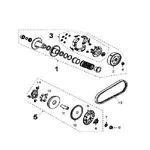 Koppeling - Variateur - V-snaar (type met pick up sensor) Peugeot V-Clic 50 4-takt AC Zwart
