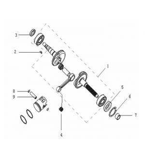 Krukas - Zuiger Generic Xor 50 2-takt 2009 zwart