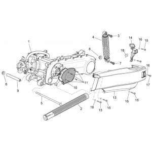 Motorblok compleet injectie - Schokbreker Aprilia SR 50 LC (injectie en carburateur) 2004-2009