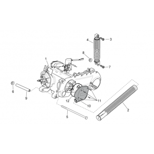 Motorblok compleet carburateur - Schokbreker  Aprilia SR 50 LC (injectie en carburateur) 2004-2009