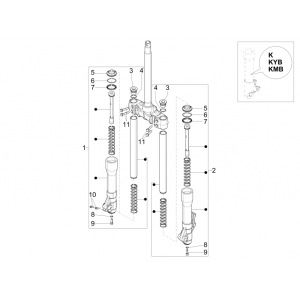 Voorvork onderdelen Piaggio Beverly 350 Sport Touring Euro 3 2013-2014