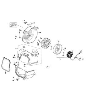 Ontsteking - Stator - Vliegwiel - Koelkappen - Koelvin Turbho CX 50 4-takt
