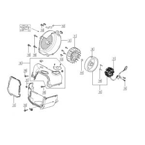 Ontsteking - Stator - Vliegwiel - Koelkappen Kymco Agility RS 4-takt wit 09